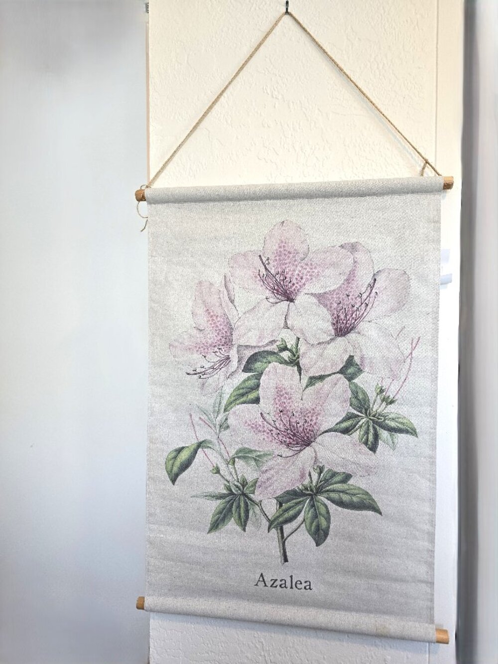 NWT Habitat Decor Azalea Linen Tapestry Wall Hanging Scroll Botanical Art